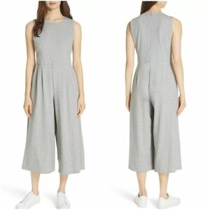 Eileen Fisher Moon Organic Cotton Knit Cropped Jumpsuit Gray Small